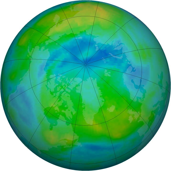 Arctic ozone map for 03 October 1984